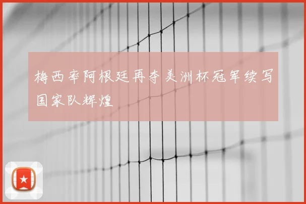 梅西率阿根廷再夺美洲杯冠军续写国家队辉煌